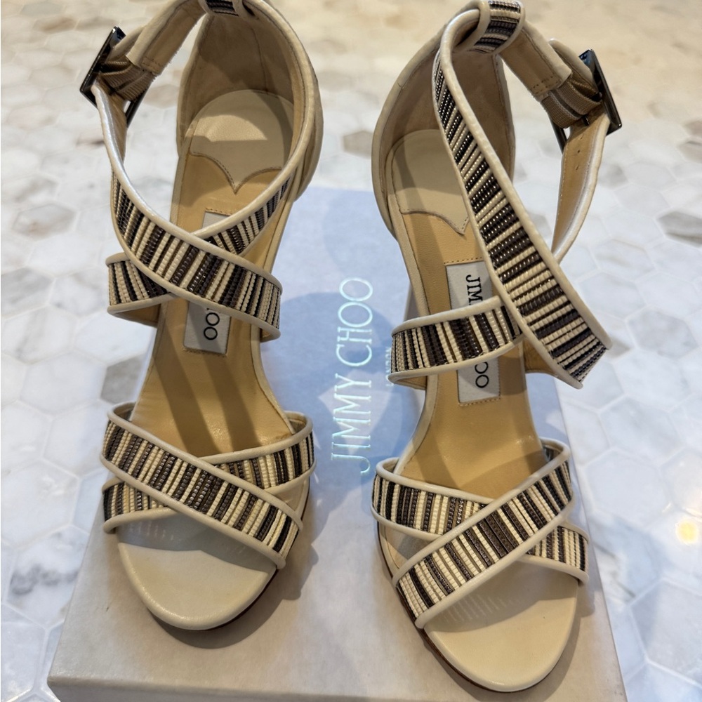 Like New Jimmy Choo Beige Strappy Sandals